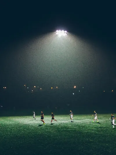 Playing soccer