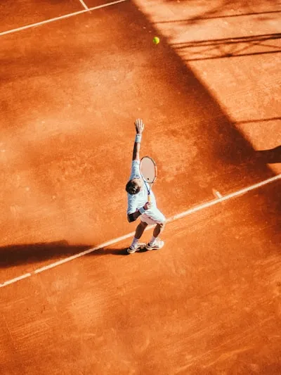 Playing tennis